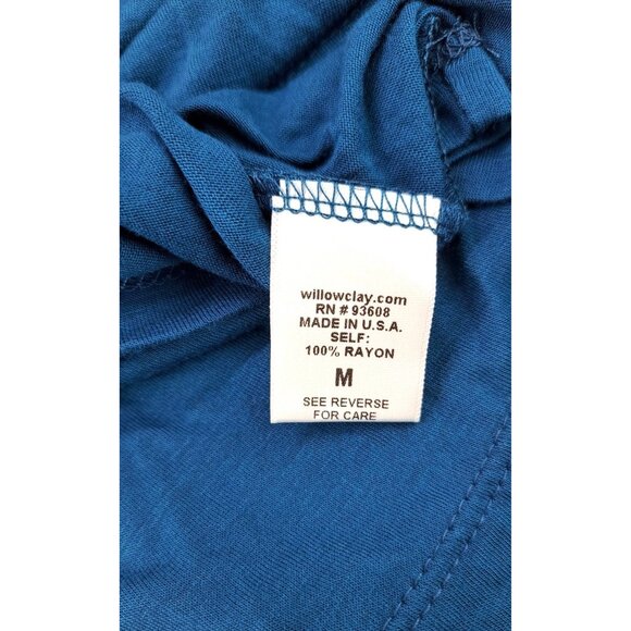 Willow & Clay Teal Cold Shoulder Top Blouse Ruffle Women Size Medium Soft USA - Picture 3 of 5